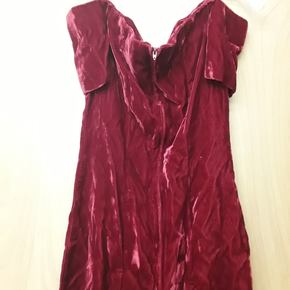 Vintage Red Velvet Flapper Dress S - Picture 5 of 6